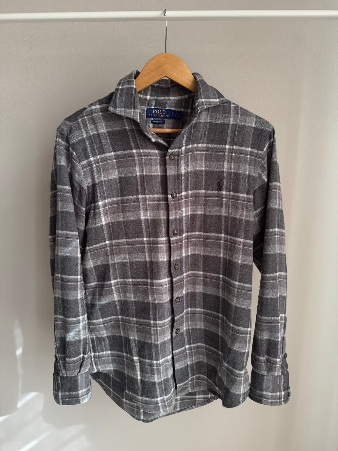 폴로 플란넨 셔츠 그레이체크 클래식핏 S 상품이미지1