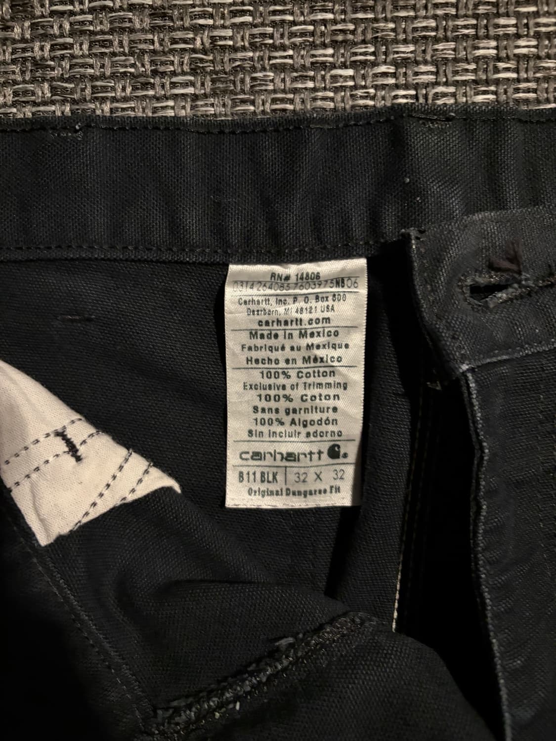 칼하트 카펜터 싱글니 B11 BLK 32 상품이미지6