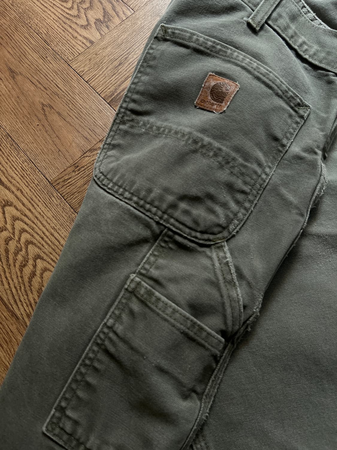 [32]칼하트 USA 빈티지 워싱 모스그린 카펜터 워크 팬츠 M8 상품이미지8
