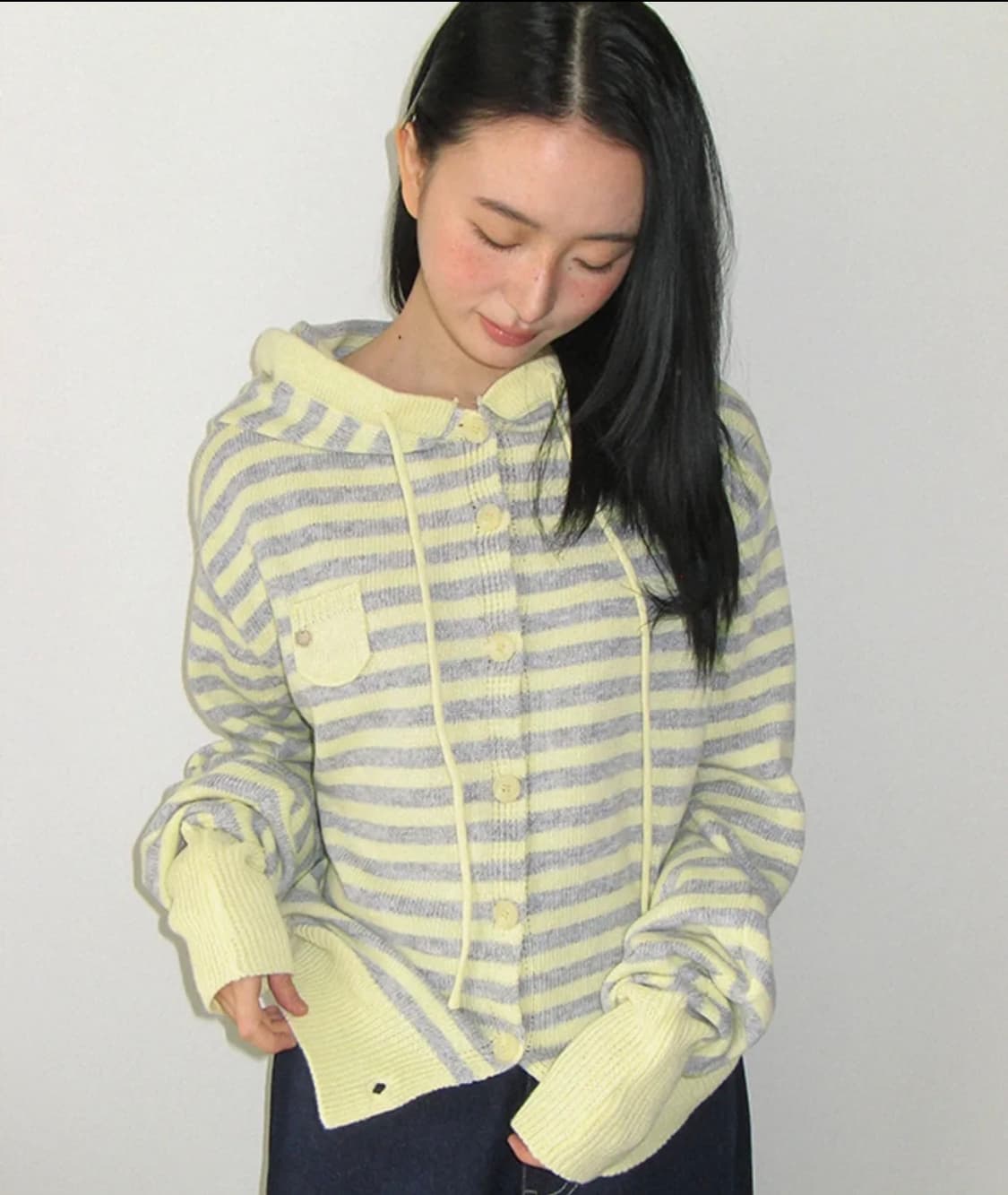 론론 미니 포켓 후디 니트 상품이미지1