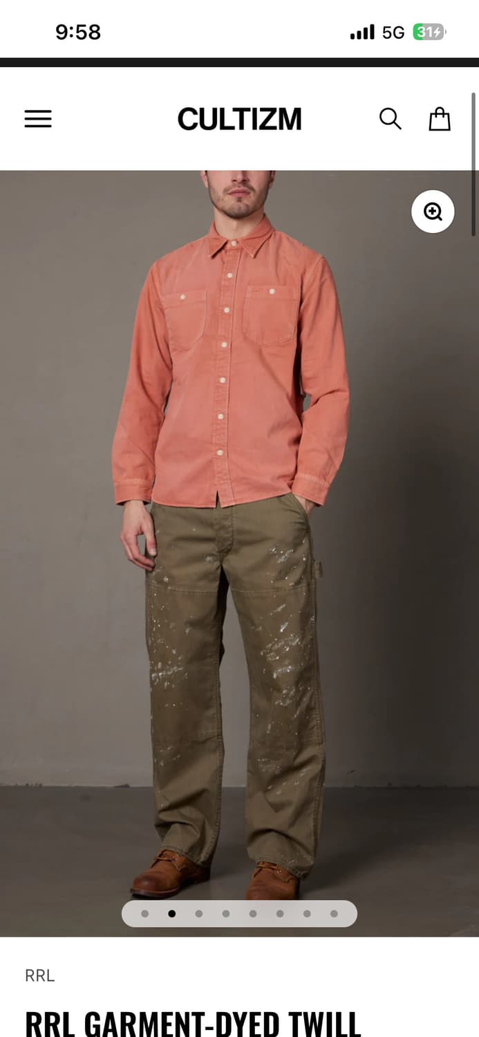 택포19) RRL 더블알엘 24ss 가먼트 다이 트윌 워크셔츠 M 상품이미지2