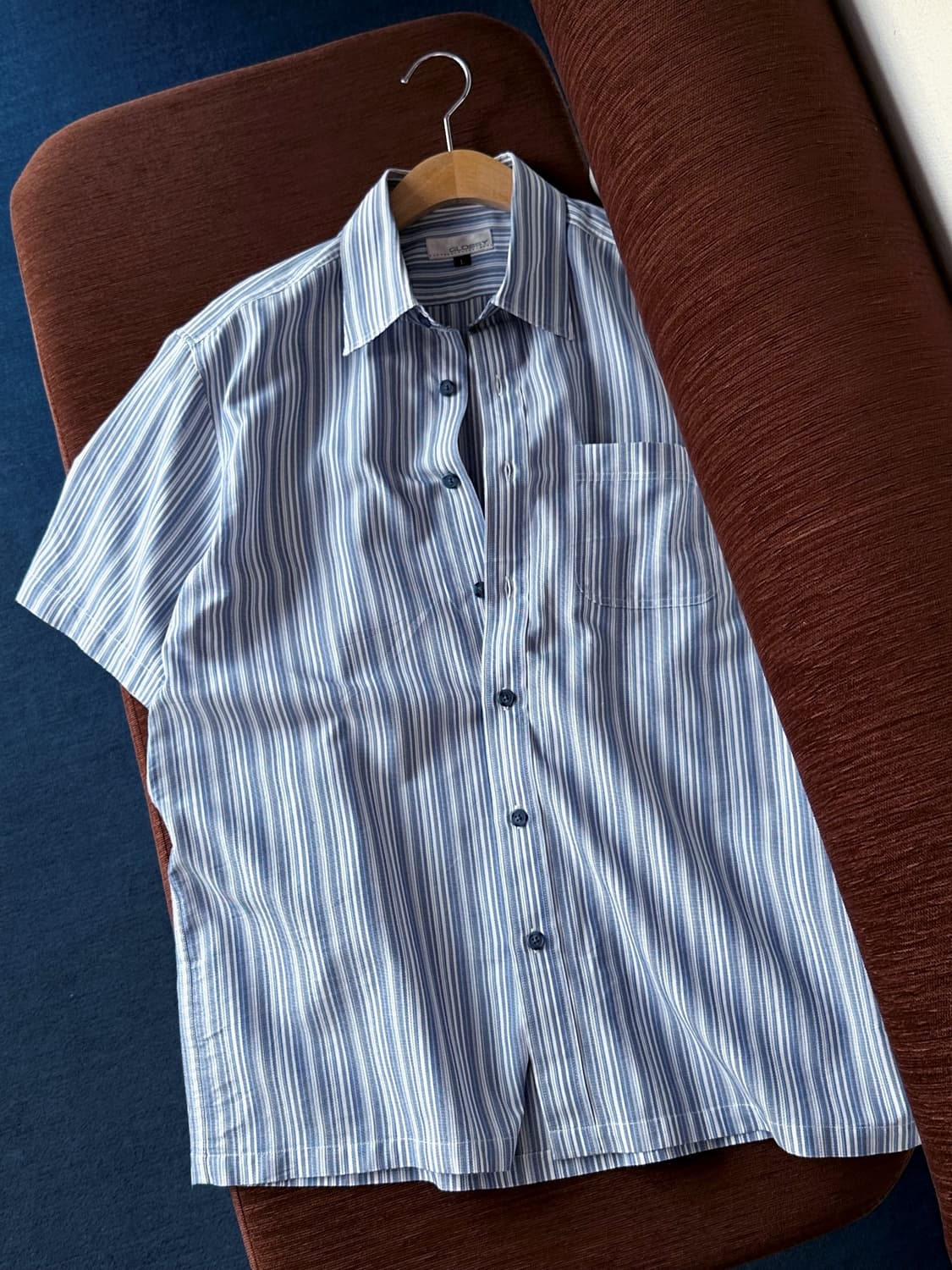 High count multi stripe woven H/S shirt 상품이미지3