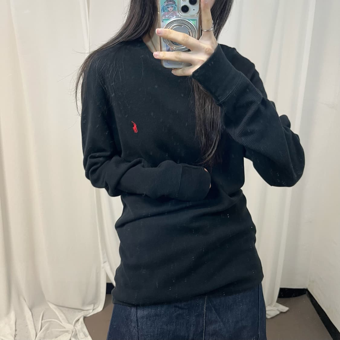 Polo black waffle long sleeves 상품이미지3