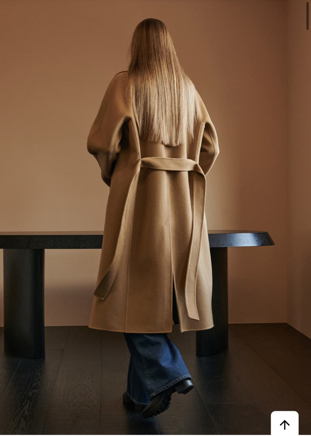 택달린 새상품)히비스커스블룸 핸드메이드 숄 울 캐시미어 코트 카멜  상품이미지4