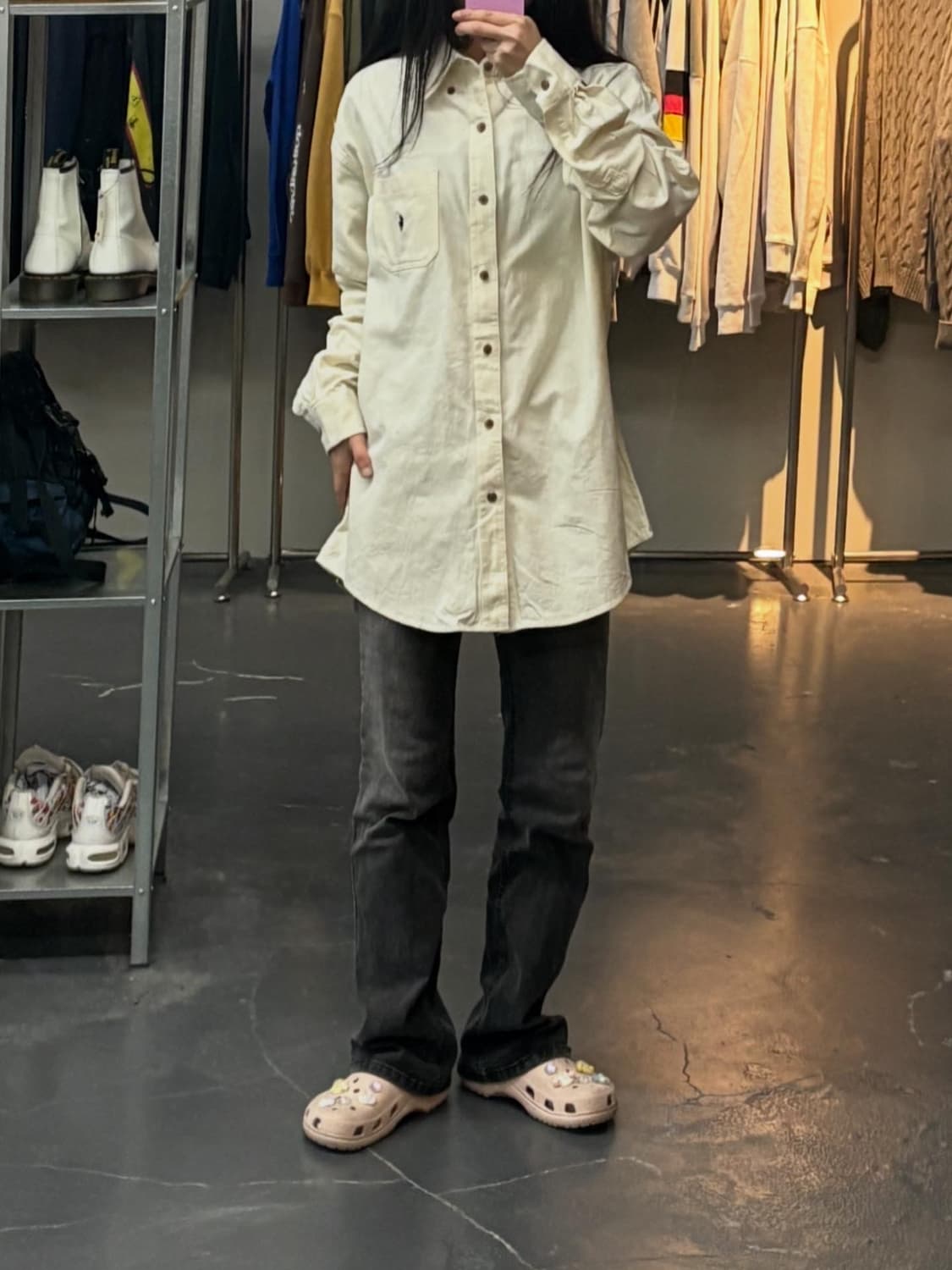 폴로랄프로렌 포니로고 클래식핏 코튼 화이트 셔츠 A2781 상품이미지1