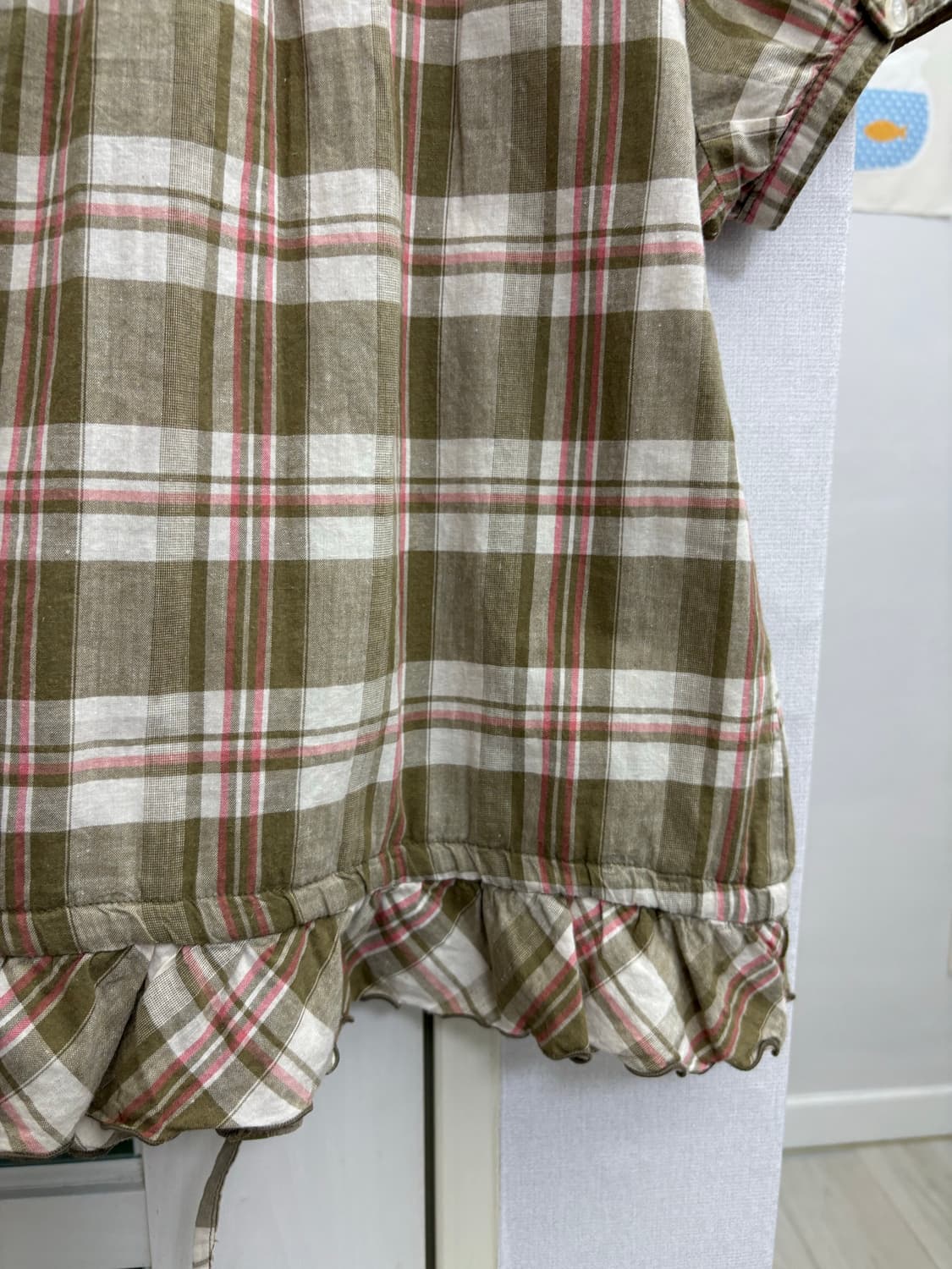 카키 체크 둥근카라 블라우스 상품이미지8