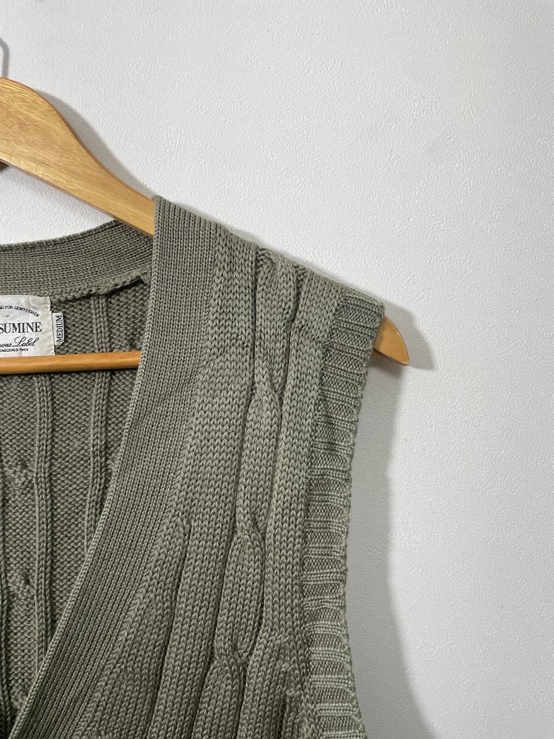 일본빈티지 울 100% 꽈배기 니트 조끼 M - K18 상품이미지3