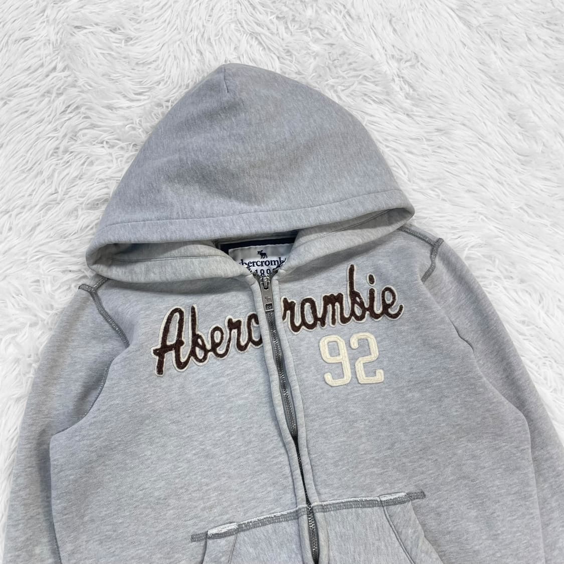 아베크롬비 스펠 로고 후드집업 그레이 상품이미지3