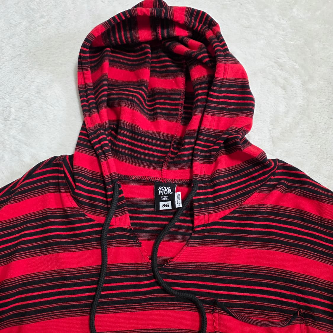 (F)여성 스컬프터 스트라이프 크롭 후드티 상품이미지2