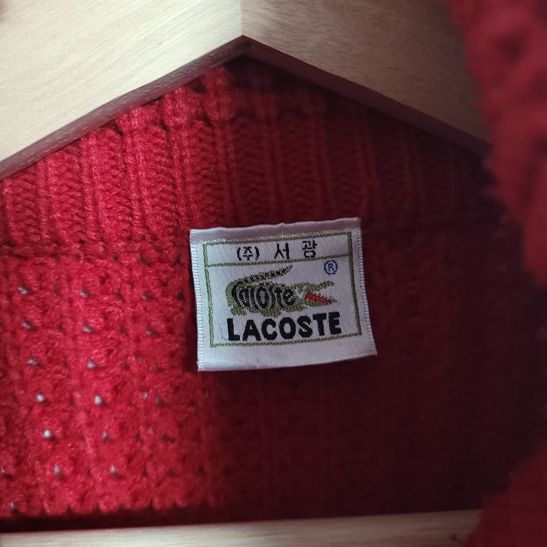 (100) LACOSTE 라코스테 레드 블랙 집업 니트 가디건 올드스쿨 상품이미지3