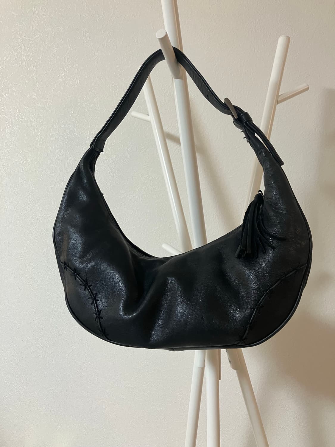 Ysaccs 와이색스 블랙 가죽 호보백 숄더백 미니백 y2k 가방 상품이미지4