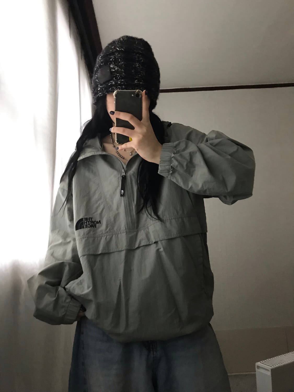 노페 카키 바람막이 고프코어 반집업 상품이미지2