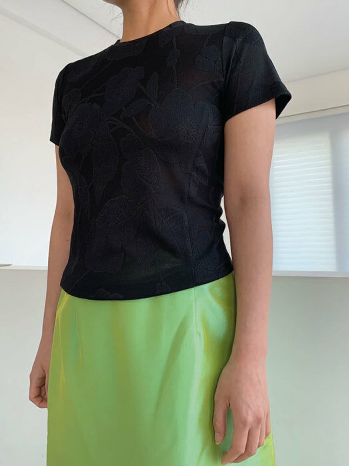 Teak 티크 CAMELLIA JACQUARD JERSEY TOP 상품이미지1