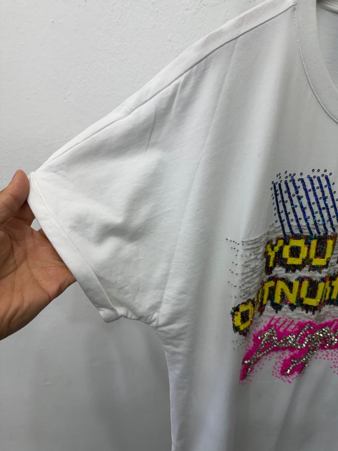 정품) 발망 여성 비즈 큐빅 로고 롱 반팔티 40(66-77) 상품이미지4