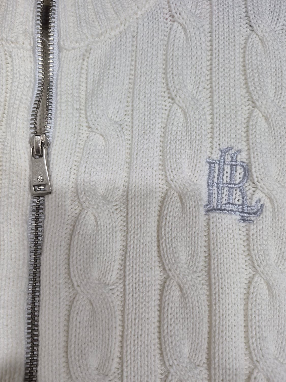 폴로랄프로렌 RL로고 케이블 집업 가디건 여성 S사이즈(화이트) 상품이미지4