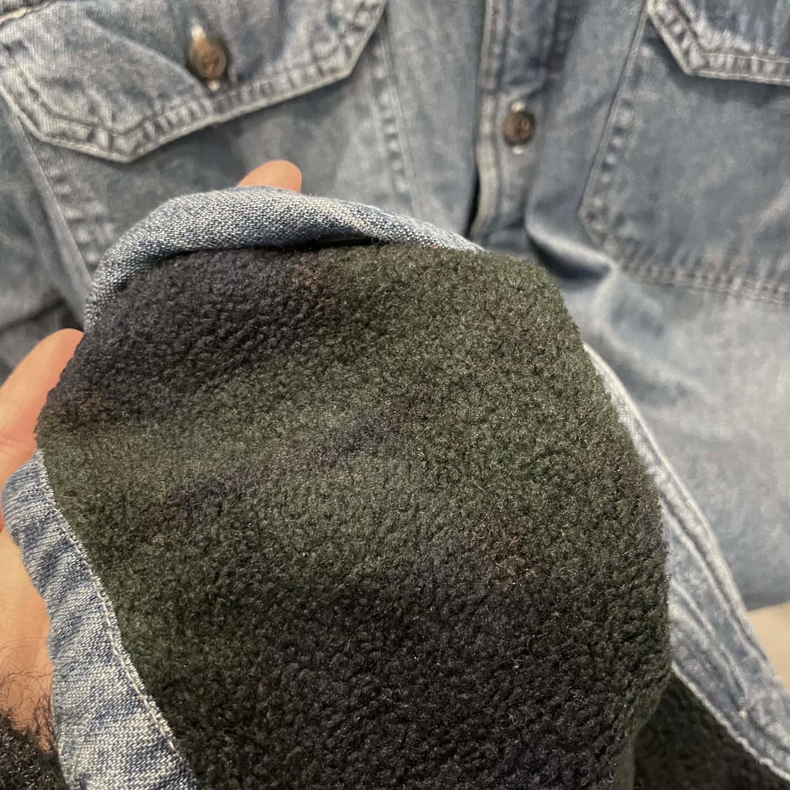 USA VINTAGE 데님 셔츠 자켓 쉐르파 안감 투포켓 디테일 진청 상품이미지7