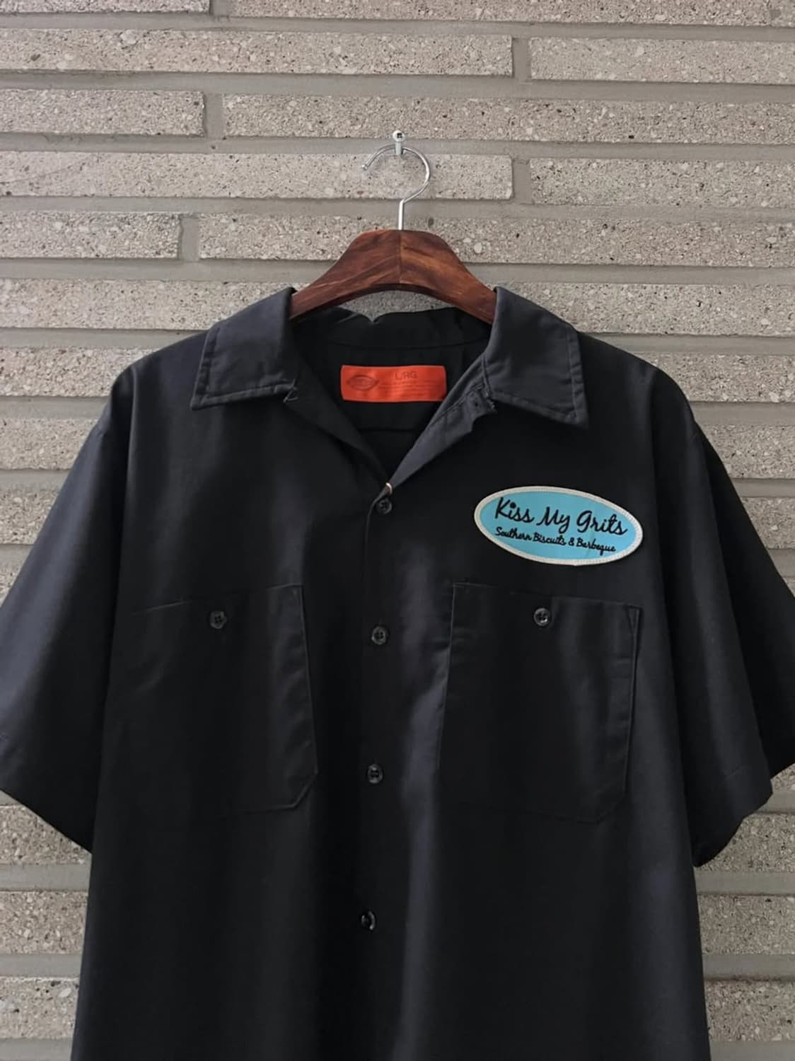 [L]디키즈 USA 로고 자수 패치 2포켓 블랙 워크 셔츠 상품이미지1