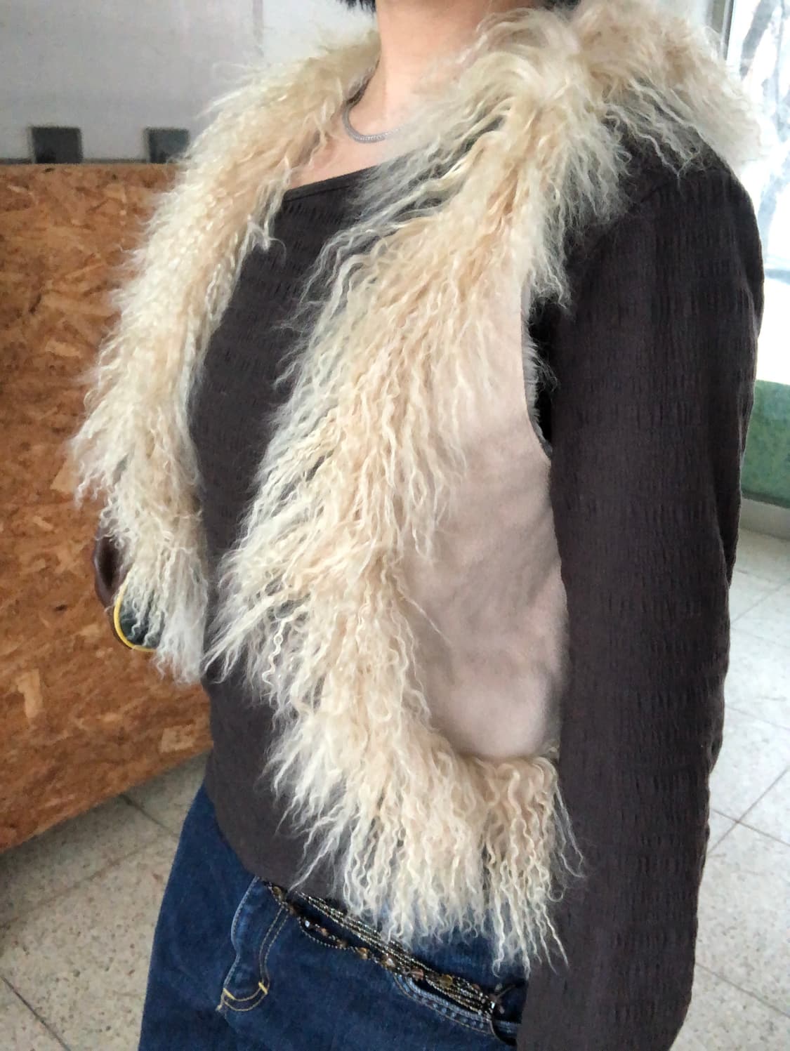 shearling trim vest  상품이미지3