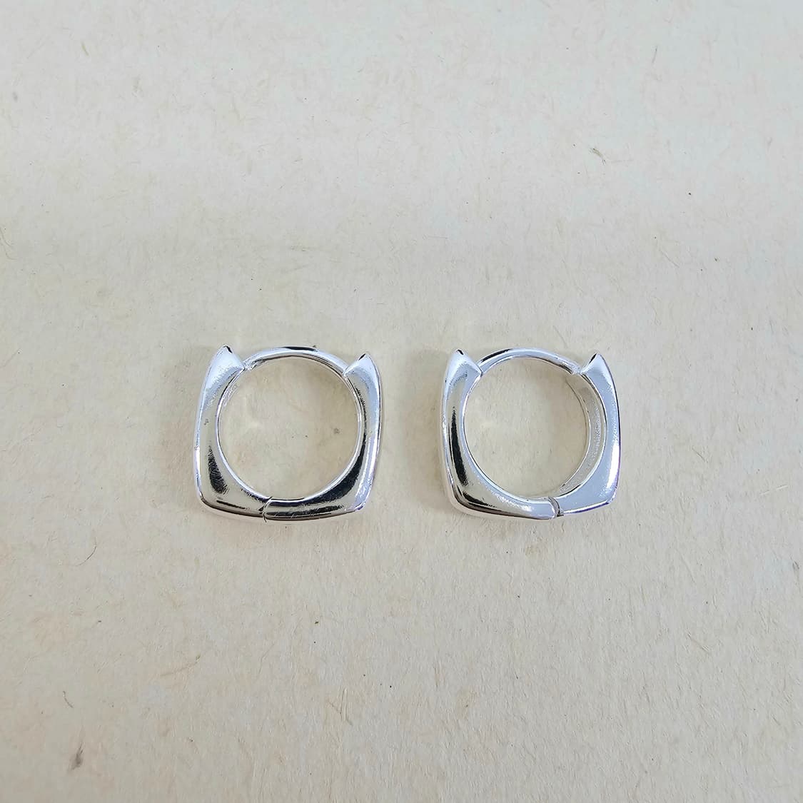 925silver 실버 사각 링 귀걸이 상품이미지1
