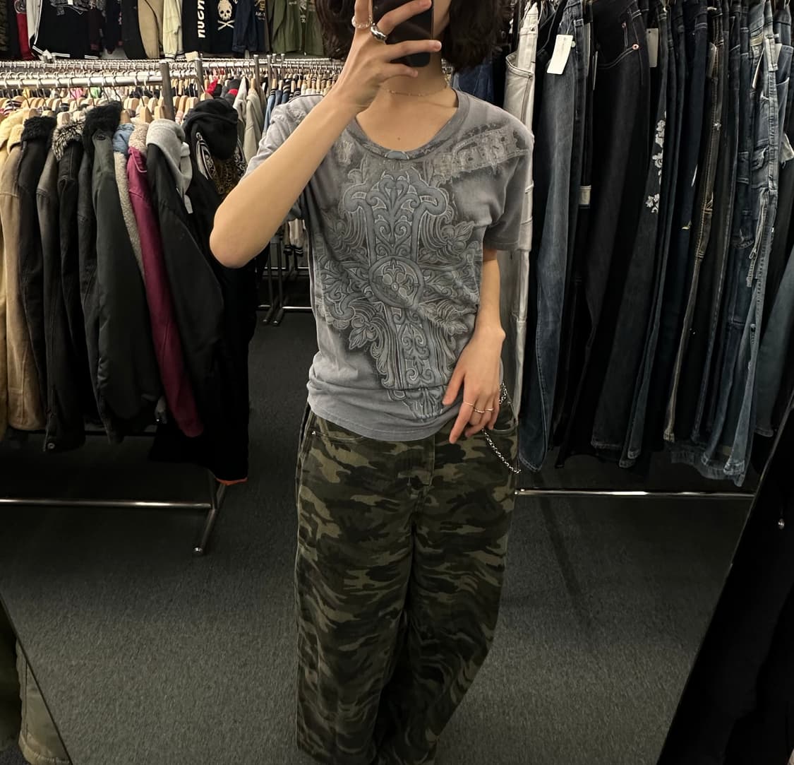 M)Ring of Fire 빈티지 십자가 프린팅 반팔 상품이미지1