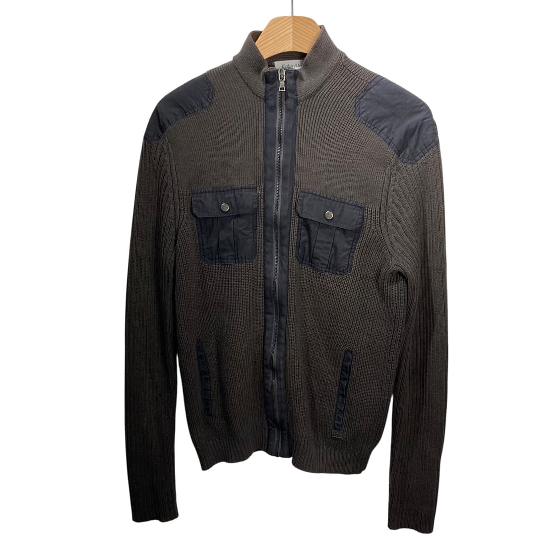 캘빈클라인 카키 골지니트 집업 상품이미지2