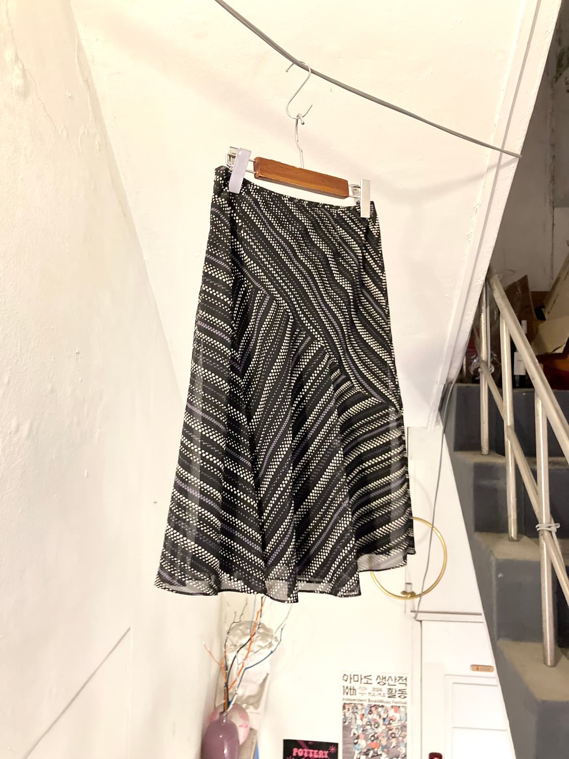 y2k 도트 미디 플레어 스커트 상품이미지7