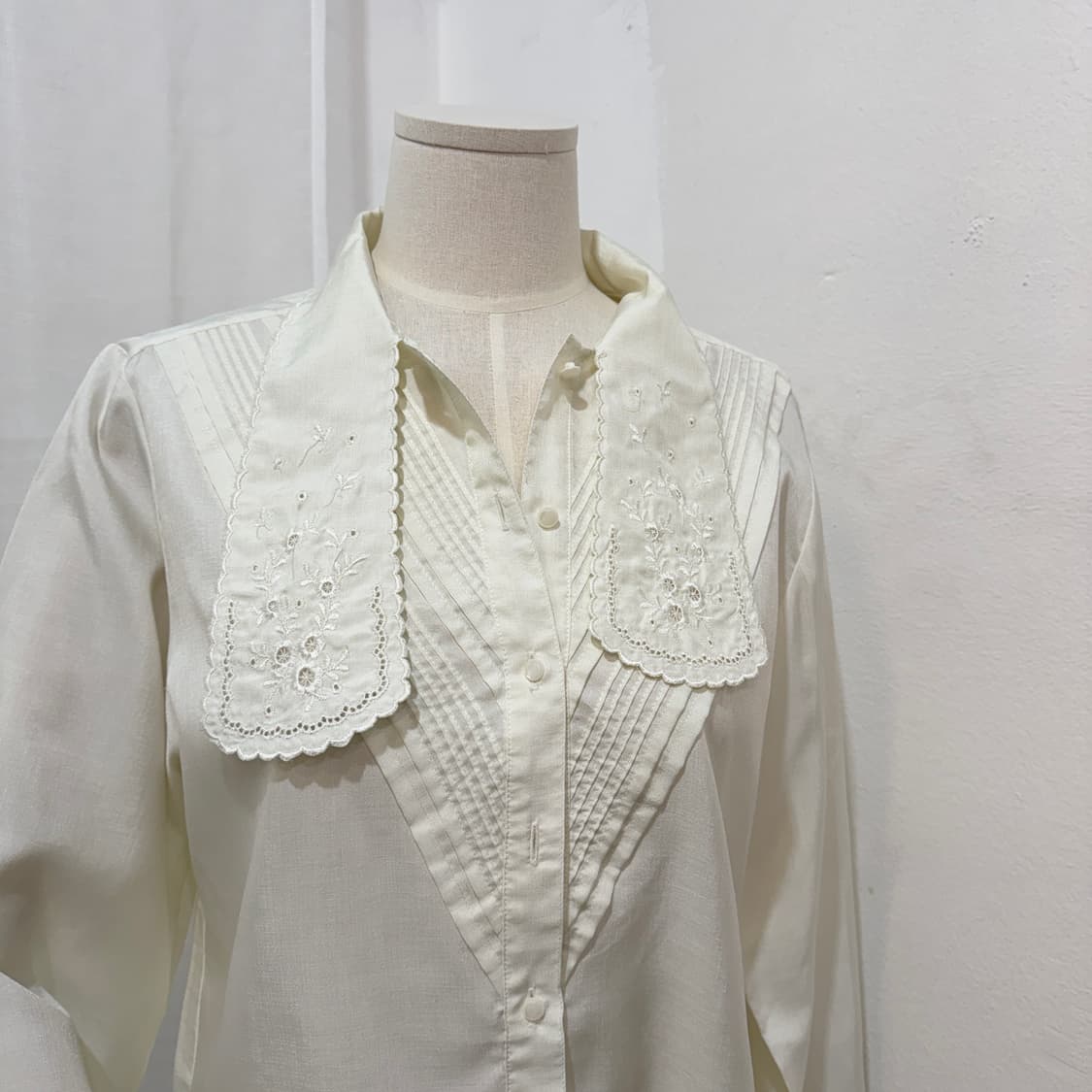 일본빈티지 레이스카라 타이 블라우스 셔츠 드뮤어 프렌치 3507 상품이미지2