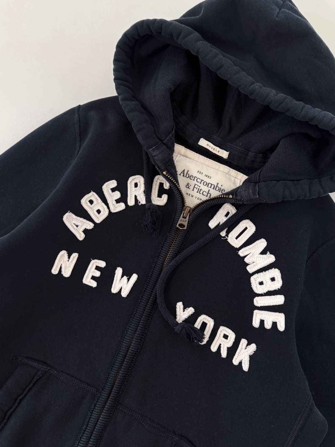 아베크롬비 00's 오버핏 딥네이비 해비웨이트 스웻 후드집업 상품이미지2