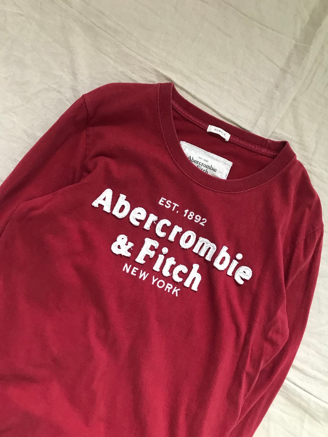 아베크롬비 중앙 자수로고 버건디 롱슬리브티 상품이미지6