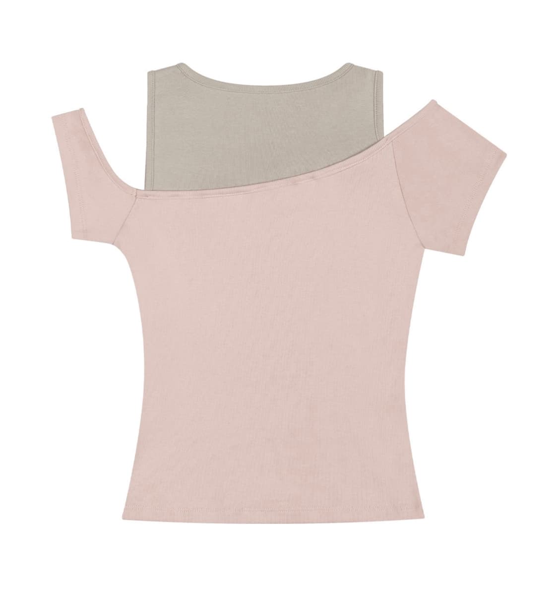 [새상품] 키시닝 오프숄더 레이어드 슬리브 탑 (핑크) (반팔 티셔츠) 상품이미지5