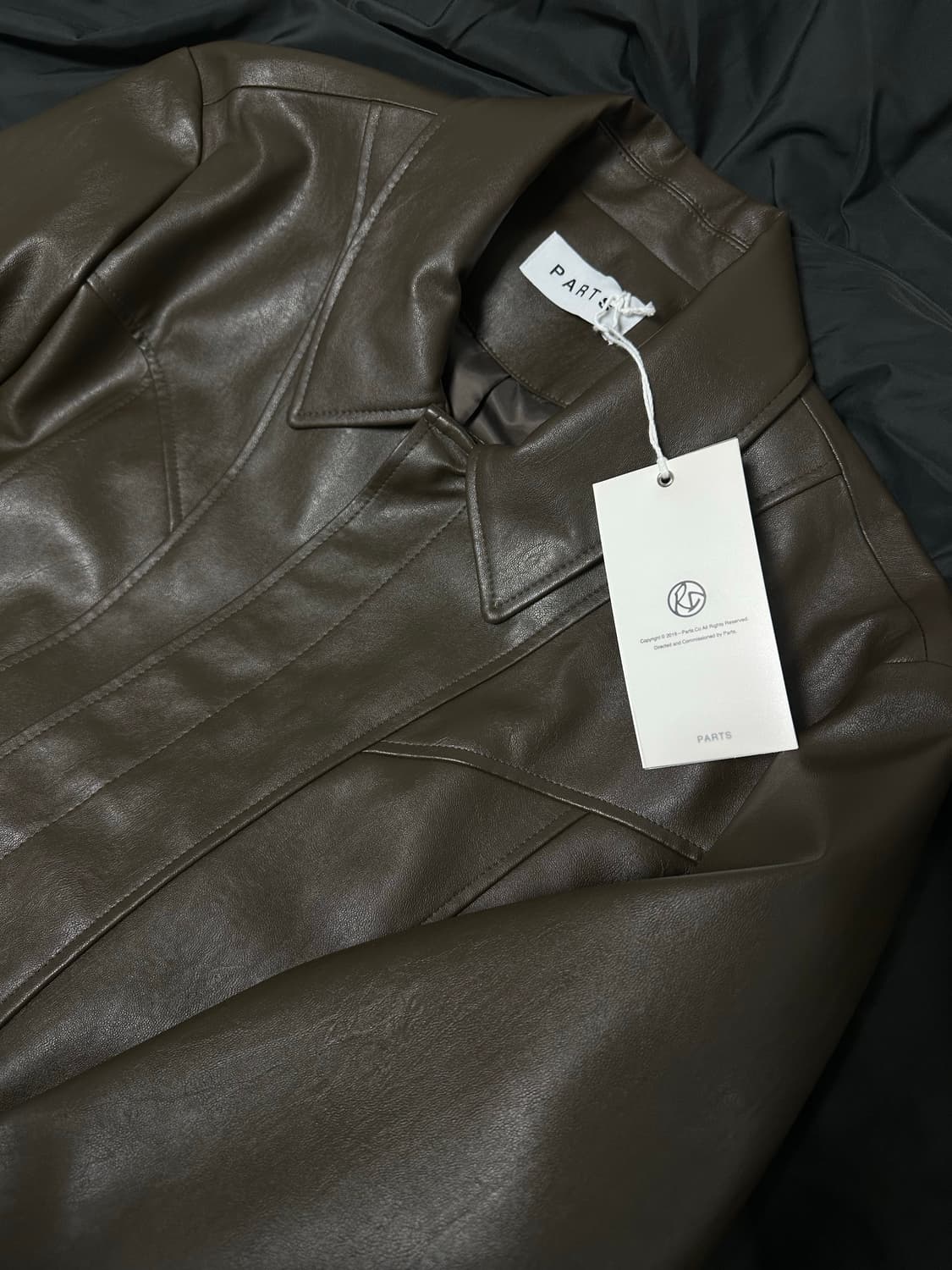 Parts 파츠 커브드 레더 히든자켓 브라운 L사이즈 상품이미지7