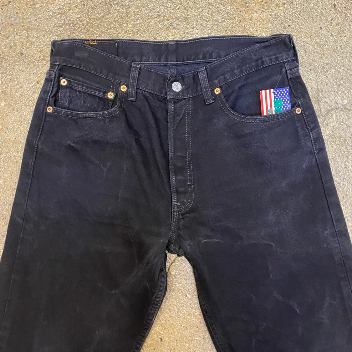00s Made in USA 리바이스 501 흑청 데님 팬츠 상품이미지2
