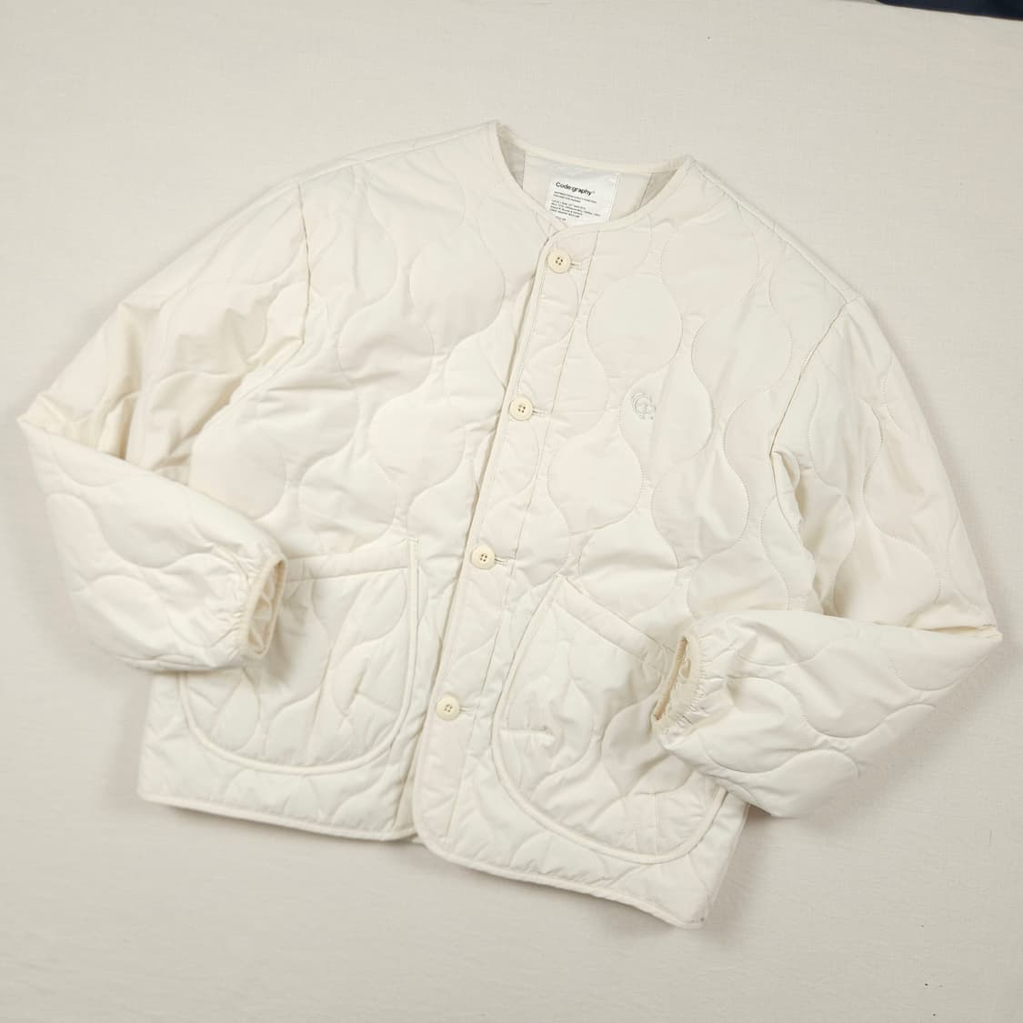M(95) 코드그라피 퀼팅점퍼 아이보리 상품이미지2