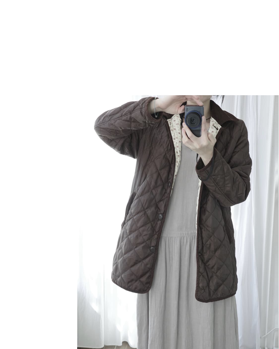 Flower brown quilting jacket 상품이미지7