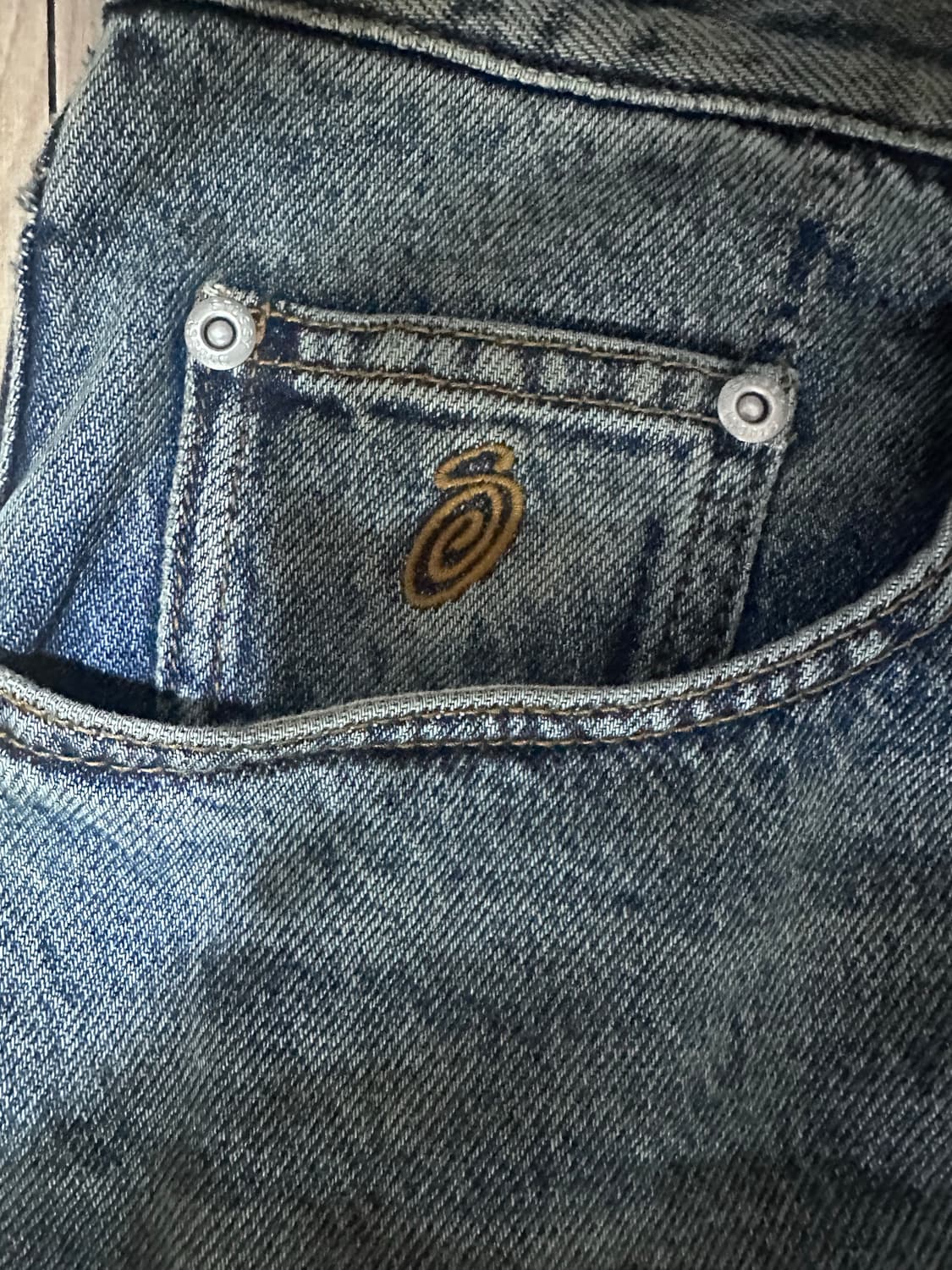 스투시 데님 빅 올 진 빈티지 미드 워시 34 상품이미지3