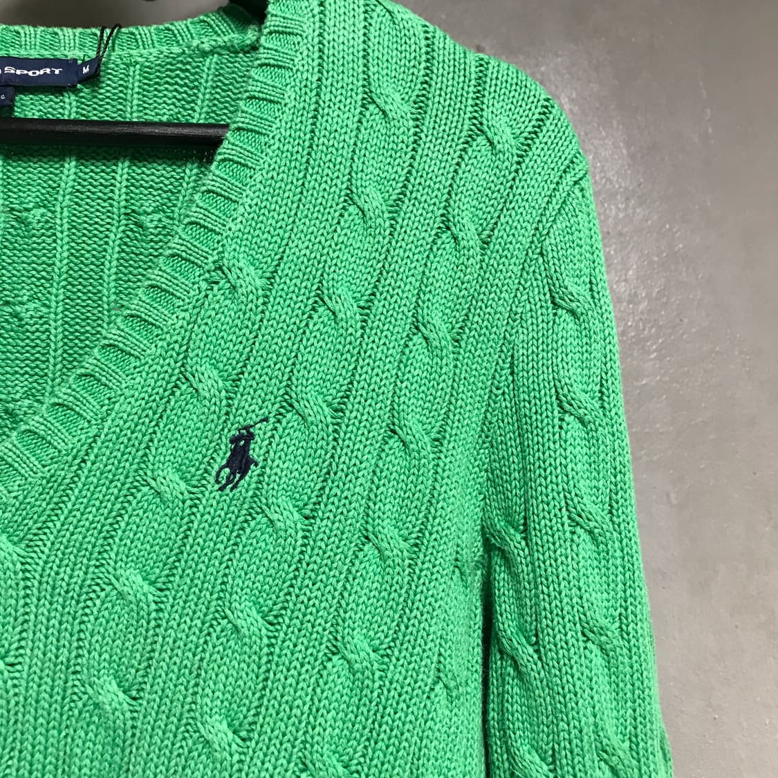 폴로 랄프로렌 케이블 브이넥 니트 그린 M(W) 상품이미지4