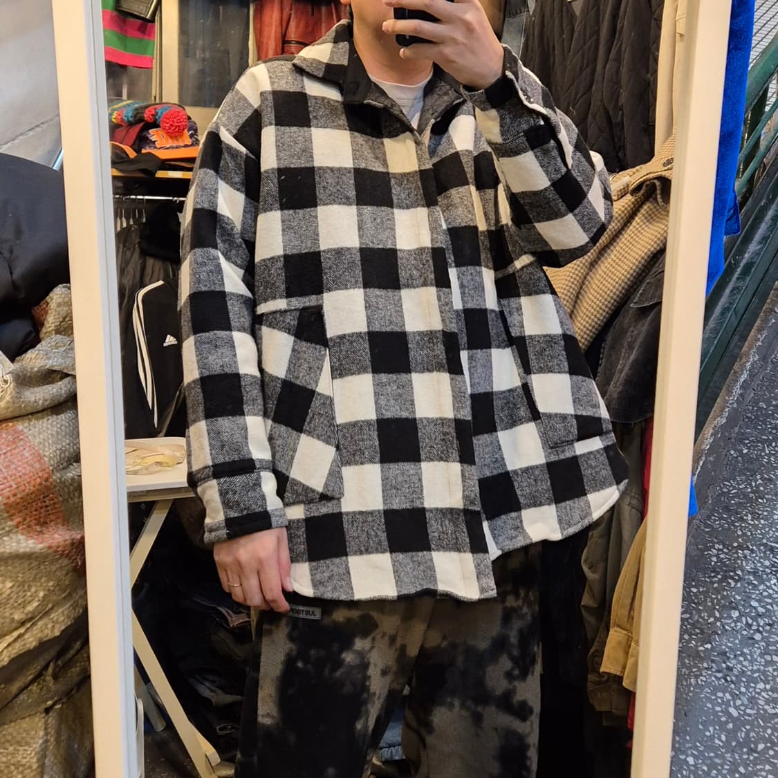 FREE(착샷잇음 ) 체스체크 오버핏 셔츠자켓  상품이미지3