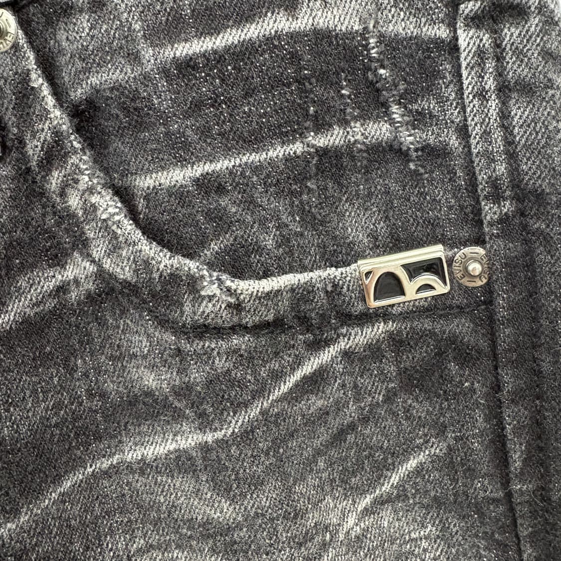 EVISU 에비수 블랙 데님 청바지 데미지진 남성 30in 상품이미지3