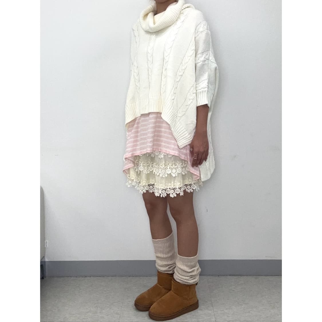 빈티지 핑크 레이어드 원피스 상품이미지6