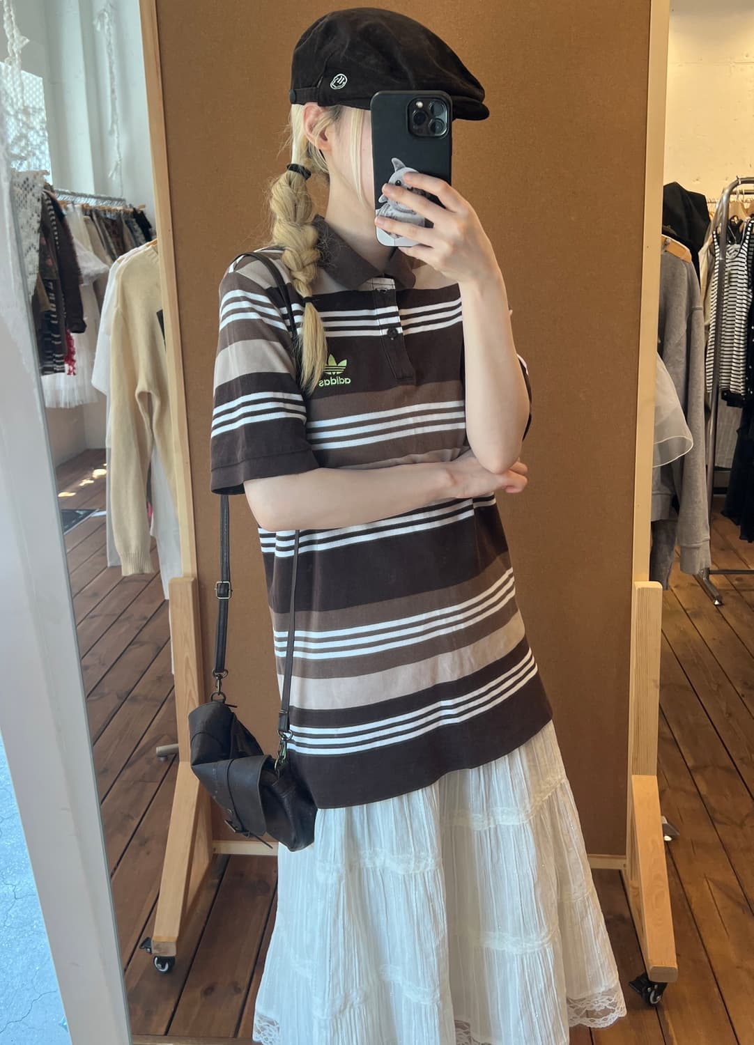 아디다스 브라운 스트라이프 카라 반팔티 상품이미지5