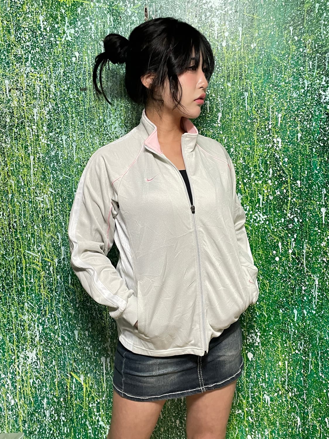 나이키 빅로고 라이트 그레이 핑크 져지 M 상품이미지4