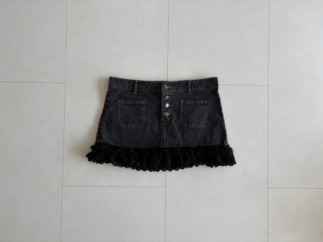 eyelet ruffle denim skirt 상품이미지1