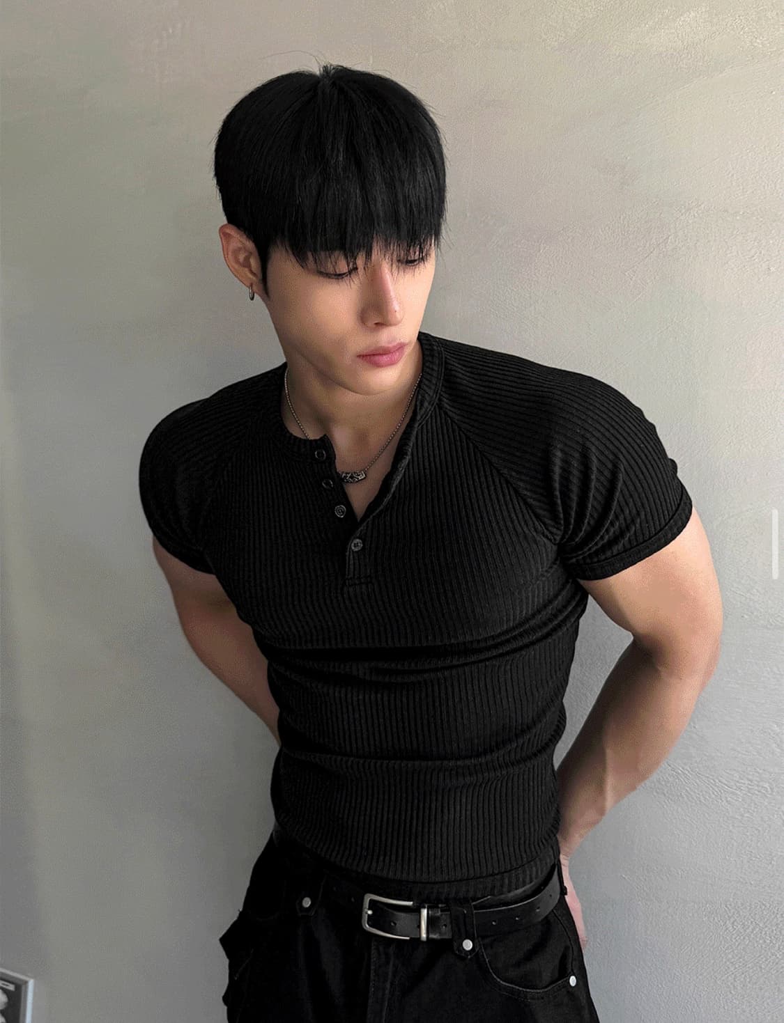 코시하루 머슬핏 니트 반팔 L 상품이미지2