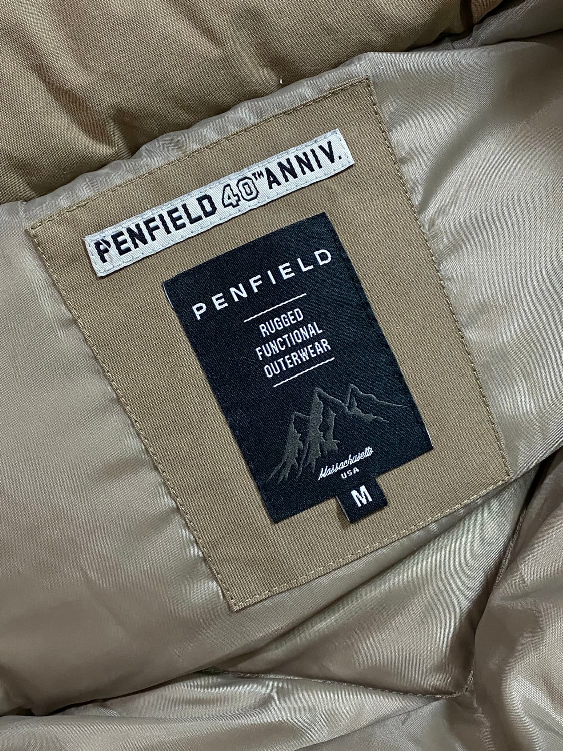 USA 펜필드 40주년 덕다운 레더 요크 베스트 패딩 (베이지) M 상품이미지5