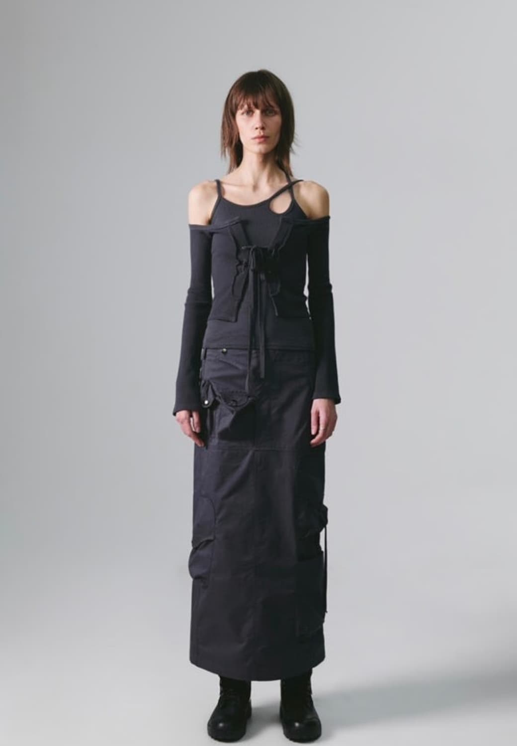 나체 NACHE 투피스 뷔스티에 가디건 차콜 상품이미지1