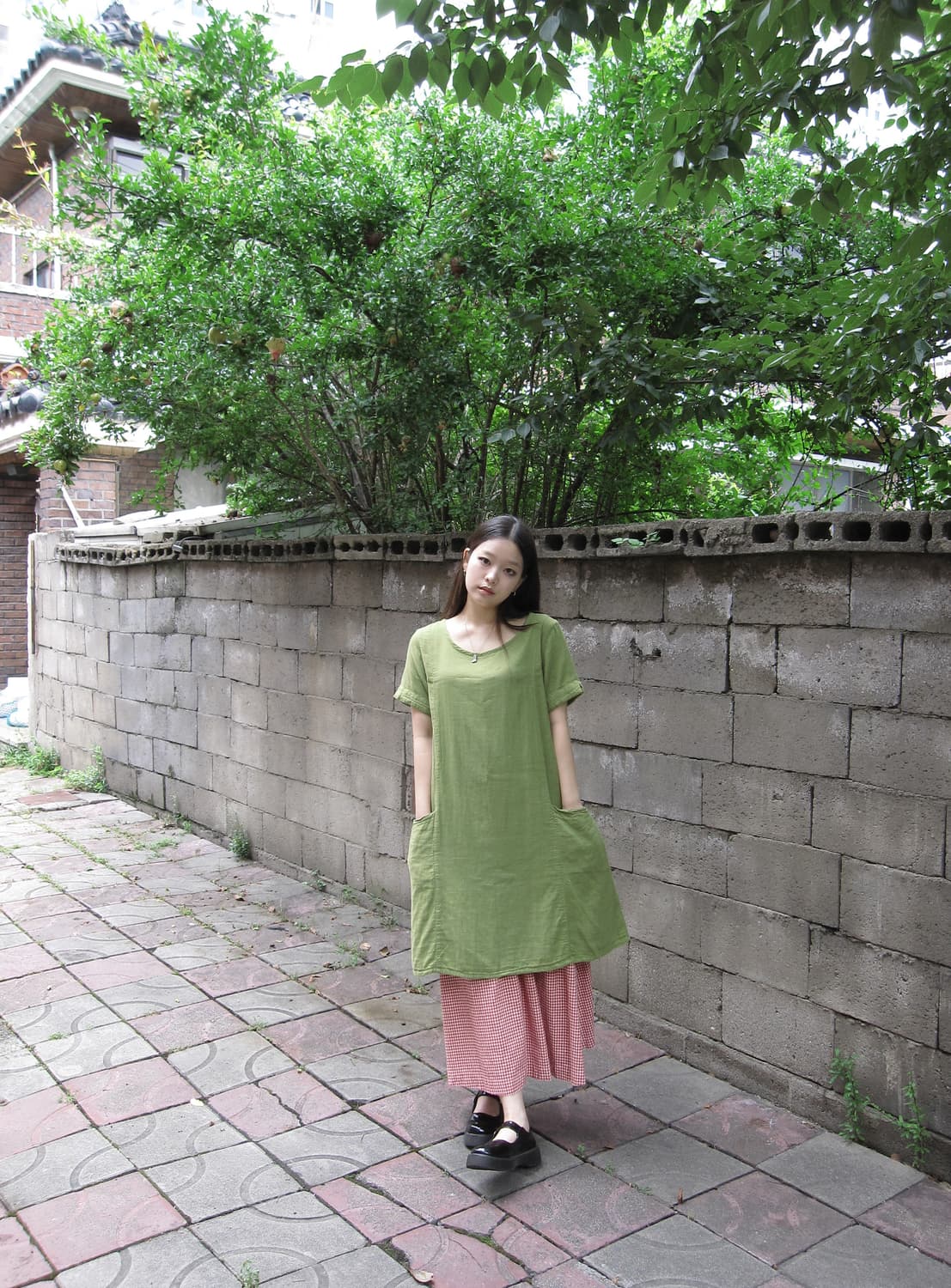 그린 포켓 원피스 상품이미지1