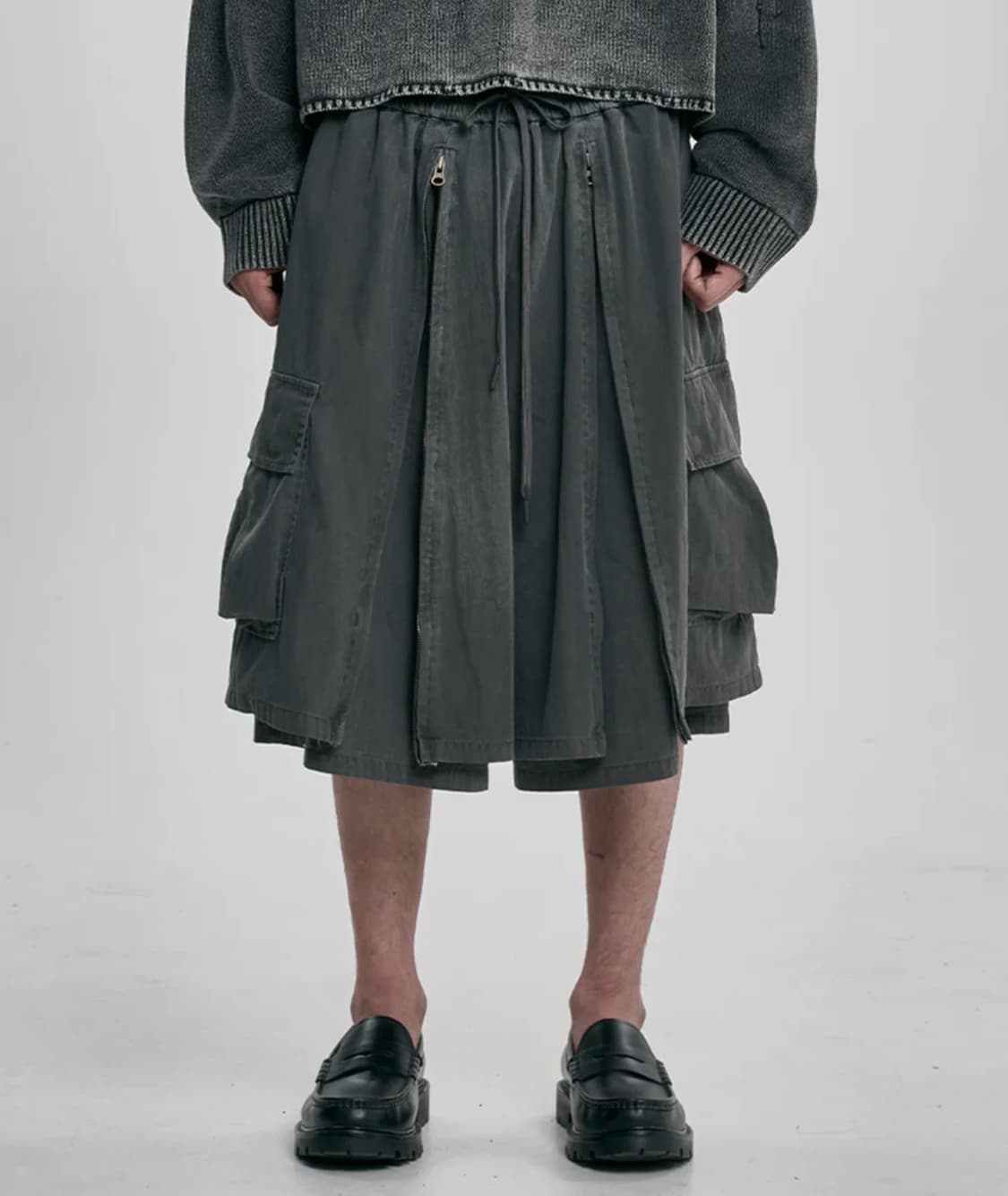 레이어드 집업팬츠 차콜 L 새상품 아조바이아조 상품이미지4