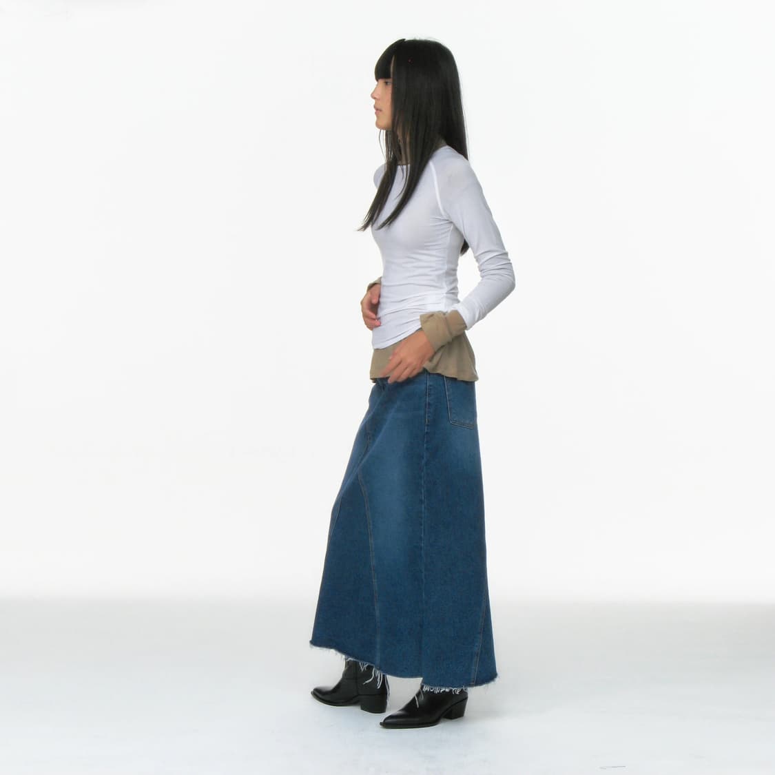 리포스 맥시 데님 스커트 상품이미지3