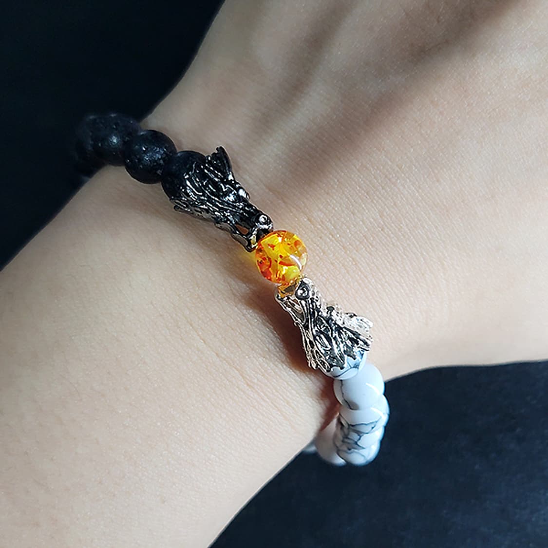 Coreguard 바솔트 히울라이트 8mm 남자 빈티지 용 원석 팔찌 상품이미지7