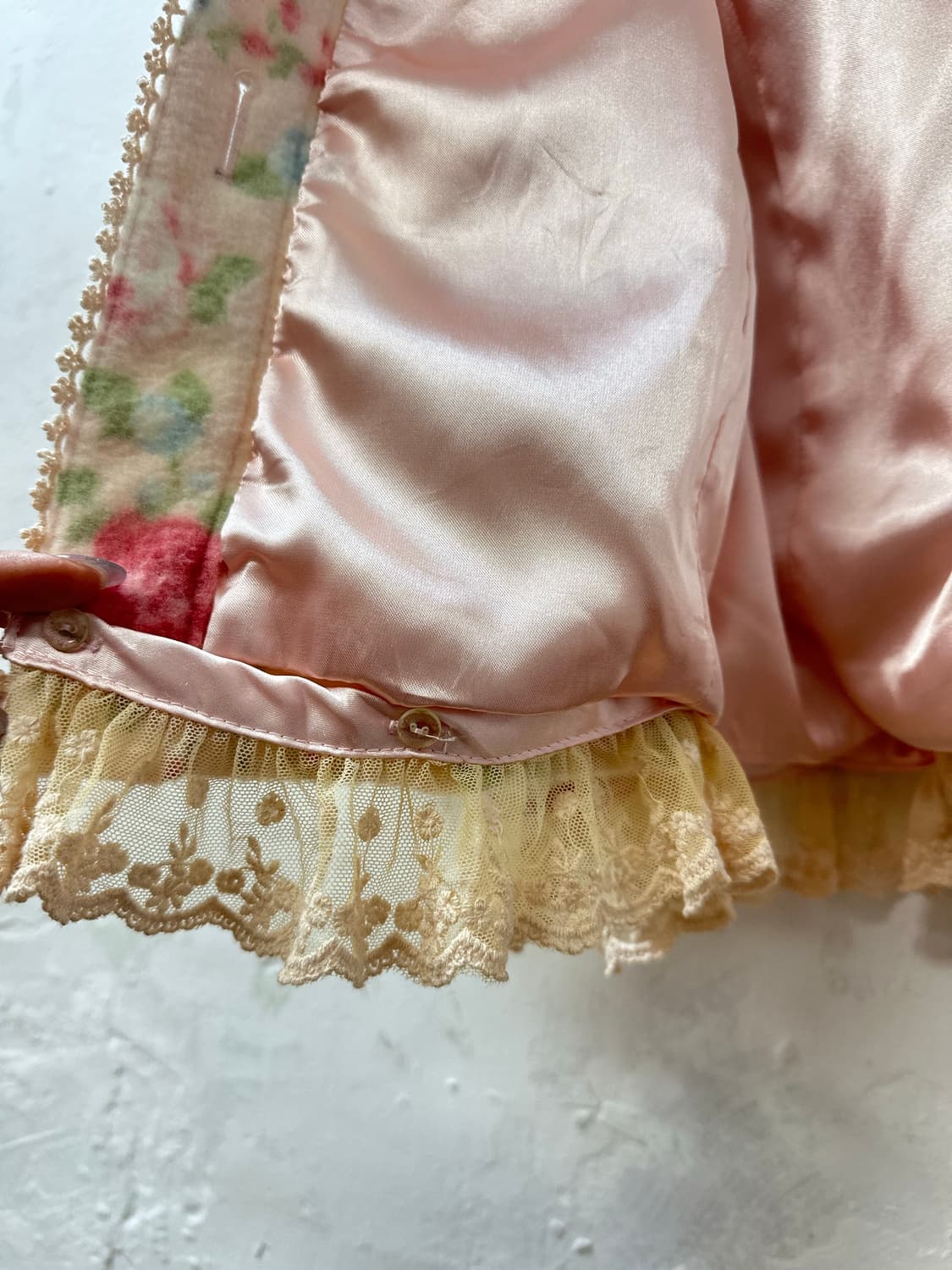 드라이완료 극희귀매물 핑크 리즈리사 플라워 핑크 퍼 카라 레이스 코트 상품이미지9